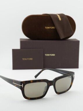 Tom Ford Ezra FT1075 52L Rectangle Sunglasses – Havana/Roviex